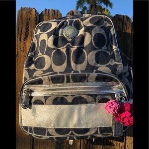 Coach backpack Denim and silver